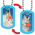 Dog Tag with Oblong Shape - Snow Skiing Stock Lenticular Design (Blank)